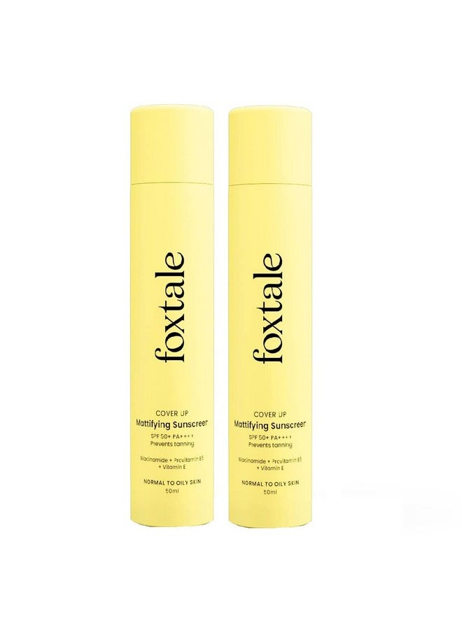 FoxTale (Pack Of 2) Niacinamide Matte Sunscreen Spf 70+ Pa++++|No White Cast|Non Greasy|Prevents Tanning|Uva/Uvb Protection|Lightweight|Non Comedogenic|Men&Women|For Normal To Oily Skin - 50 Ml