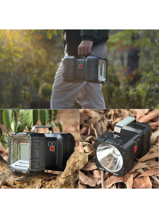 2 In 1 Torch Light High Power Long Distance Rechargeable Torch Lights Wth Emergency Lights,Water Resistant Camping Light (L2 Led + 45 Smd)(Black-Small)