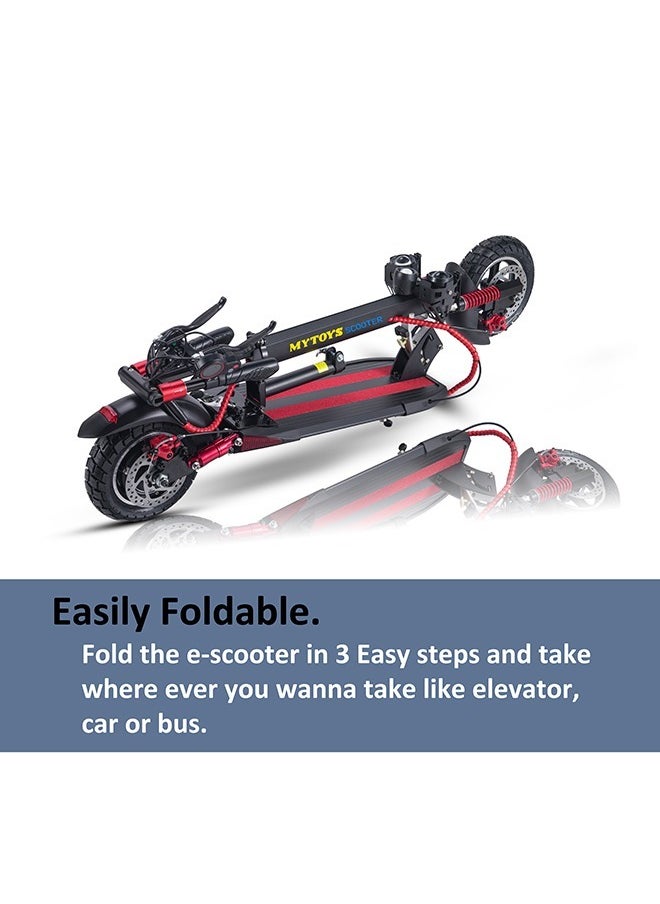 MT358 High Speed Electric Scooter 65km/h Speed Long Range Big battery, 10 Inches Off Road Tires with Front LED Lights Adjustable Seat Powerful 750W Motor Foldable Electric Scooter