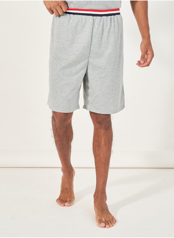 Styli Contrast Tipping Rib Detail T-Shirt and Shorts Set