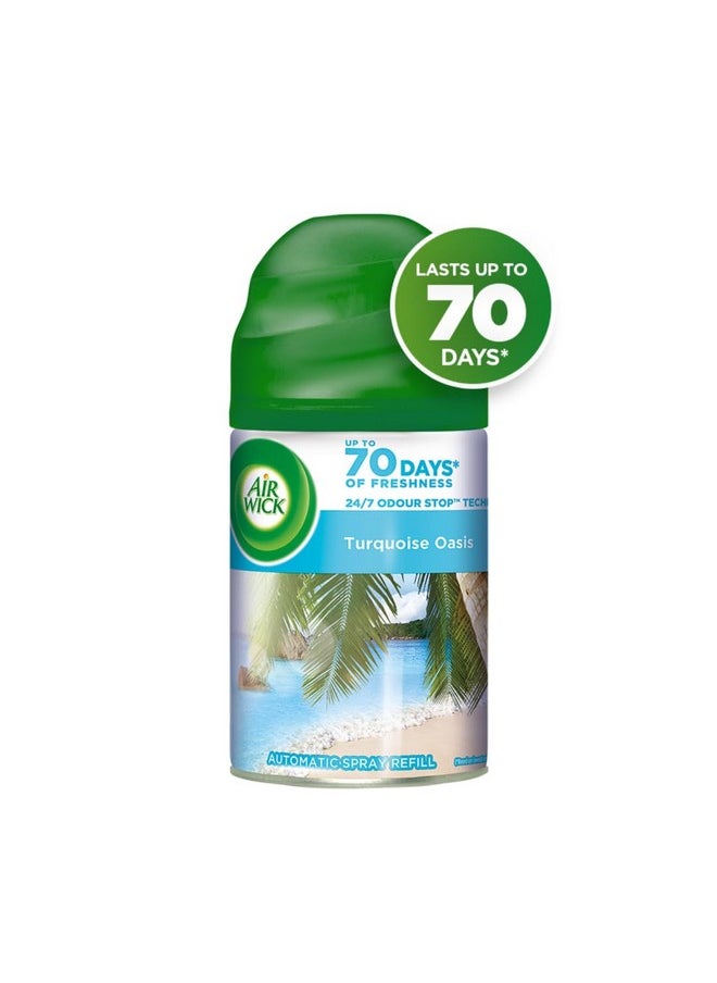 Air Wick 250 ml - Beach Walk (Turquoise Oasis), Freshmatic Automatic Air Freshener Refill | 2600 Sprays Guaranteed | Automatic Room Freshener, Bathroom Freshener and Room Spray