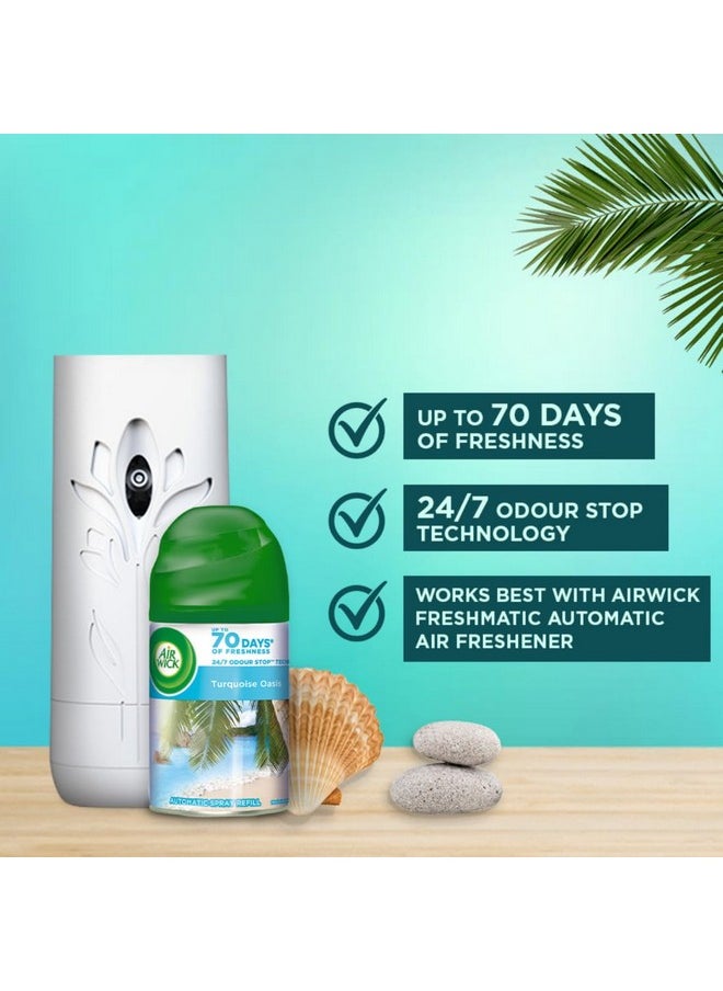 Air Wick 250 ml - Beach Walk (Turquoise Oasis), Freshmatic Automatic Air Freshener Refill | 2600 Sprays Guaranteed | Automatic Room Freshener, Bathroom Freshener and Room Spray