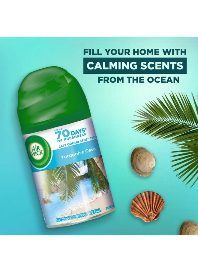 Air Wick 250 ml - Beach Walk (Turquoise Oasis), Freshmatic Automatic Air Freshener Refill | 2600 Sprays Guaranteed | Automatic Room Freshener, Bathroom Freshener and Room Spray