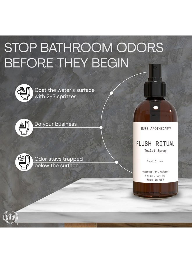 Muse Apothecary Flush Ritual - Aromatic & Refreshing Toilet Spray, Use Before You Go, 8 oz, Infused with Natural Essential Oils - Fresh Citrus, 2 Pack