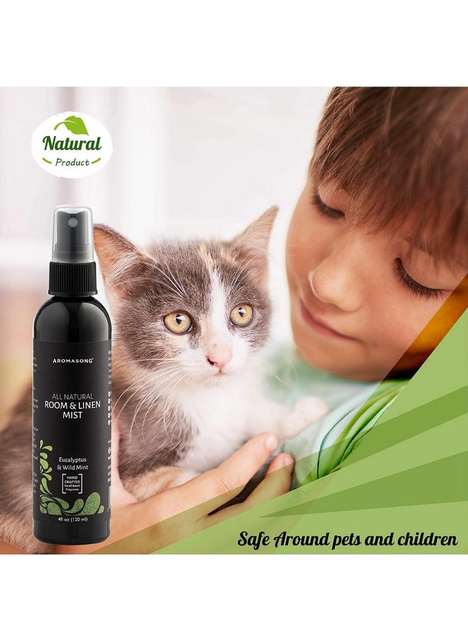 Aromasong Eucalyptus & Wild Mint Linen and Room Spray, Natural Aromatic Mist, Relax Your Body & Mind, Perfect as a Bathroom Spray Air Freshener Pillow Mist
