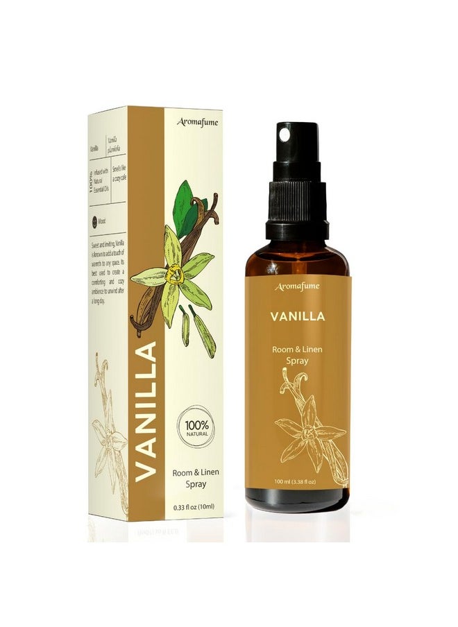 Aromafume Vanilla Room, Linen & Pillow Spray|100Ml/3.38 Fl Oz|With Pure Vanilla Essential Oil|Aromatherapy Spray For Relaxation, Sleep & Stress Relief|Mist For Bedding, Fabrics