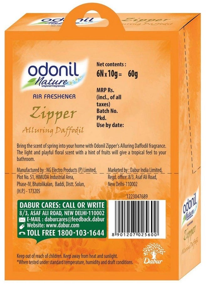 Odonil Bathroom Air Freshener Zipper - Alluring Daffodil - 10 G (Pack Of 6) Multicolor - Alluring Daffodil