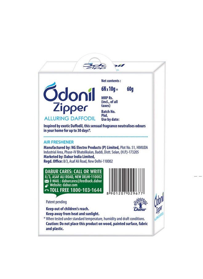 Odonil Bathroom Air Freshener Zipper - Alluring Daffodil - 10 G (Pack Of 6) Multicolor - Alluring Daffodil