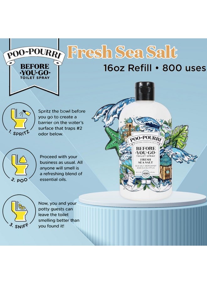 Poo-Pourri Before-You-Go Toilet Spray, Fresh Sea Salt, Refill Bottle 16 Fl Oz - Sea Salt Bergamot Eucalyptus