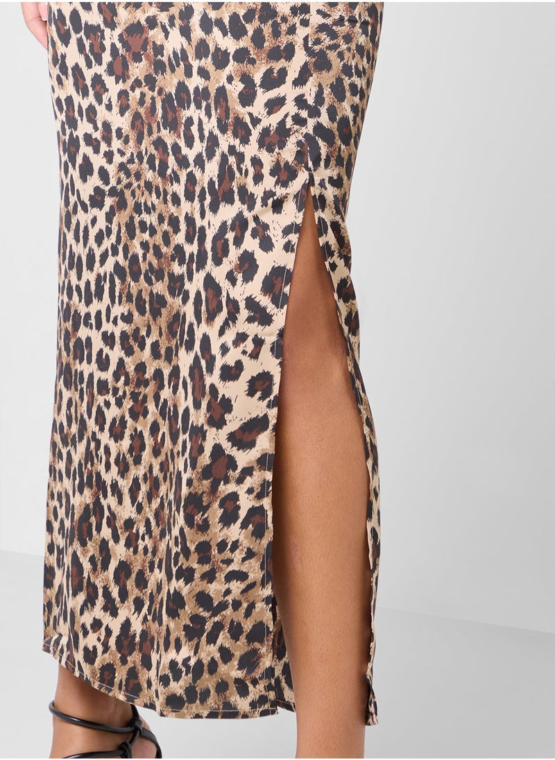 Halter Neck Strap Detail Satin Dress