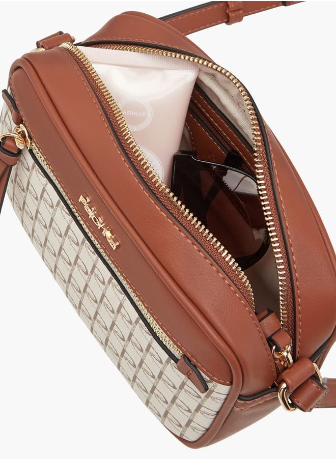 Women's Monogram Print Crossbody Bag with Adjustable Strap