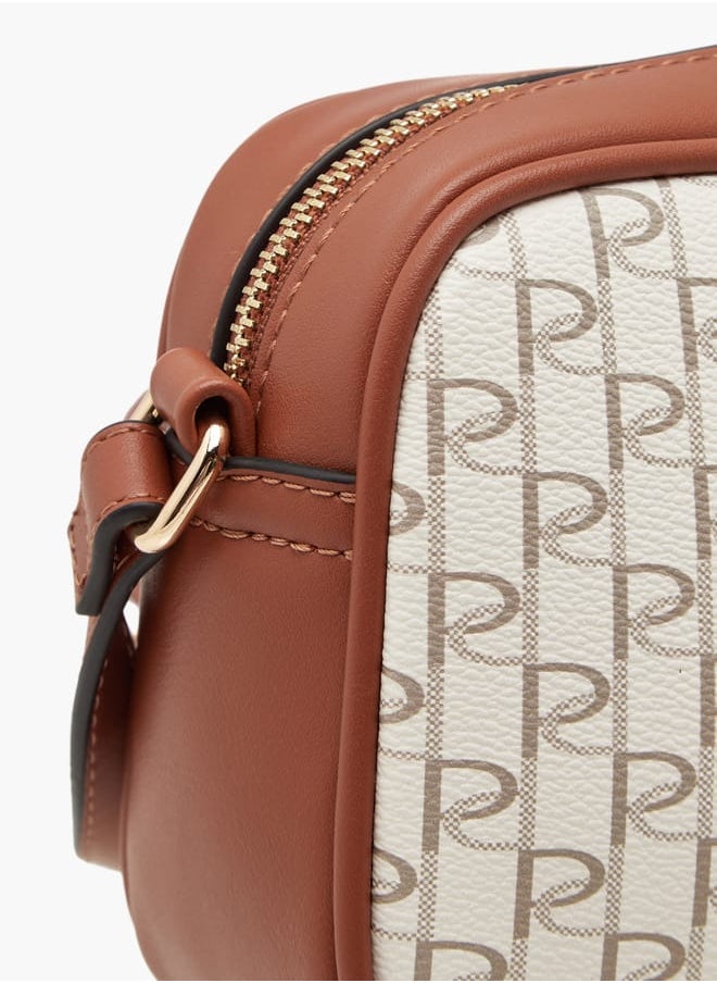Women's Monogram Print Crossbody Bag with Adjustable Strap