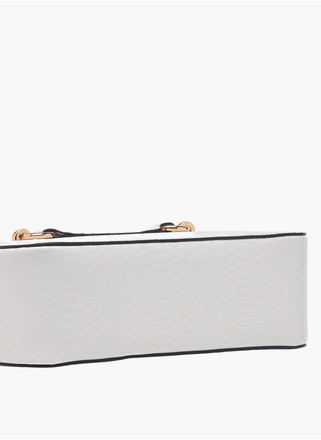 Women Textured Crossbody Bag with Chain Strap and Zip Closure