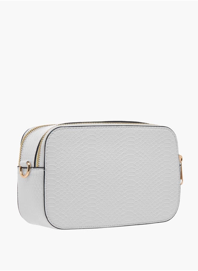 Women Textured Crossbody Bag with Chain Strap and Zip Closure