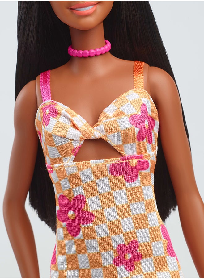 Fashionistas® Doll - Pink & Orange Check Dress