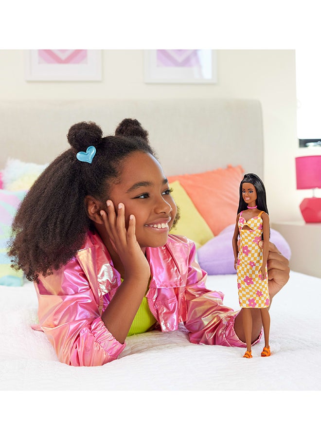 Fashionistas® Doll - Pink & Orange Check Dress