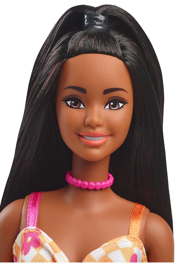 Fashionistas® Doll - Pink & Orange Check Dress