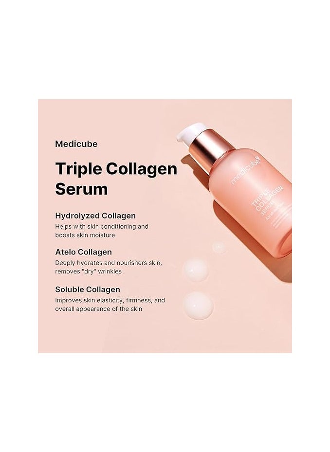 medicube Triple Collagen Serum 1.85 fl.oz - Nourish dull skin with Triple Collagen Complex - A lightweight serum with Niacinamide and Hyaluronic Acid - Korean Skincare