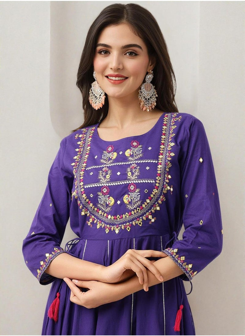 Embroidered A-Line Dress