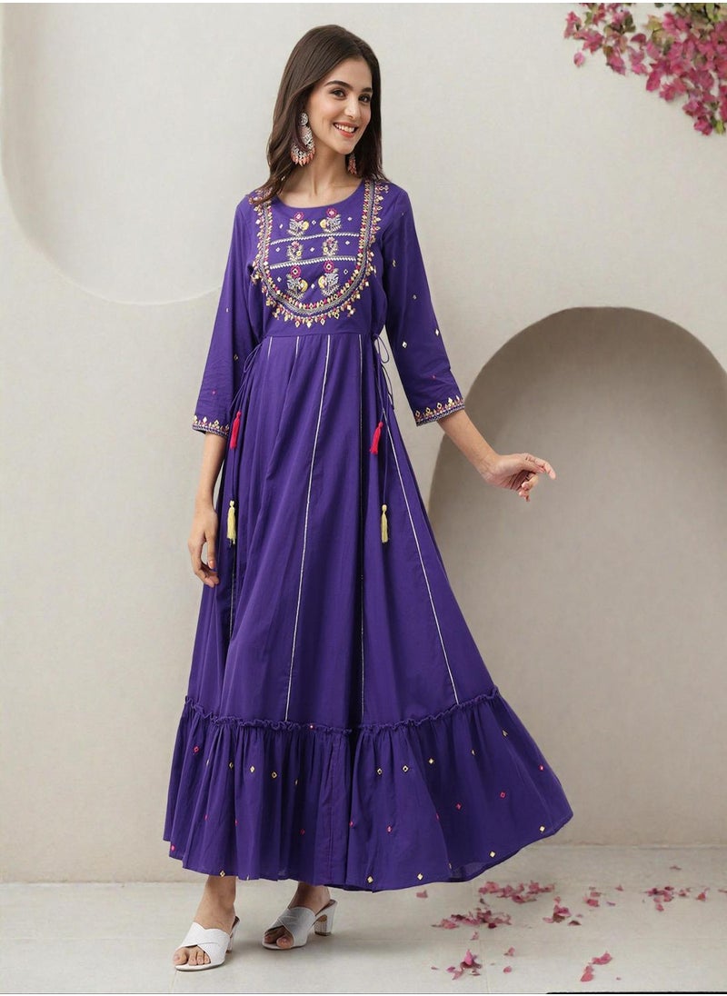 Embroidered A-Line Dress