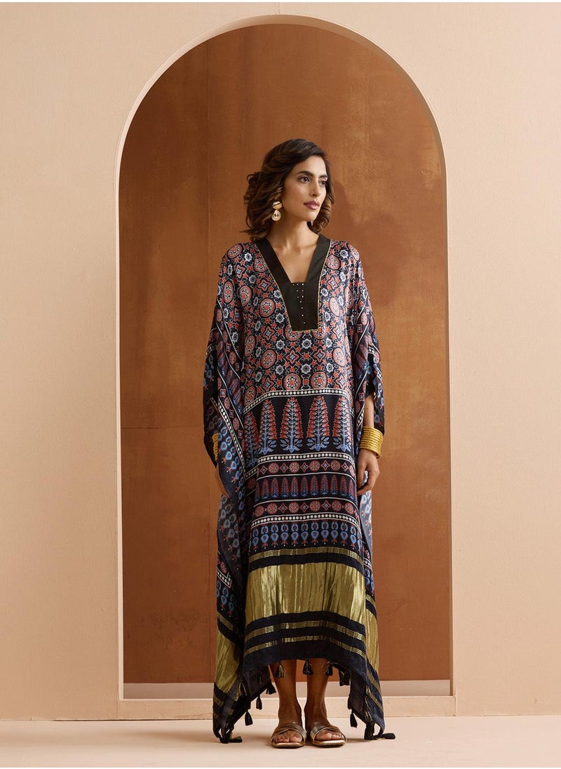 Women's Black 100% Cotton Embellished Regular Fit Dress