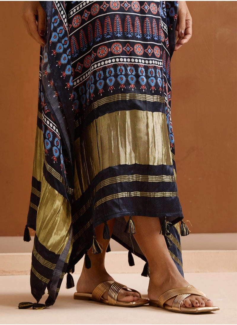 Women's Black 100% Cotton Embellished Regular Fit Dress