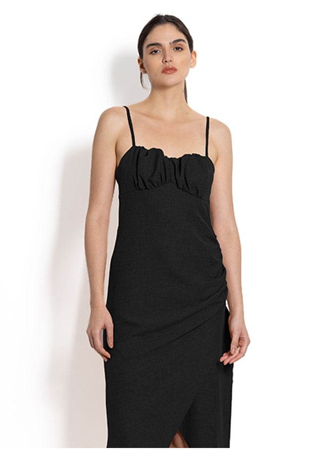 DETAILED LINEN BLEND DRESS