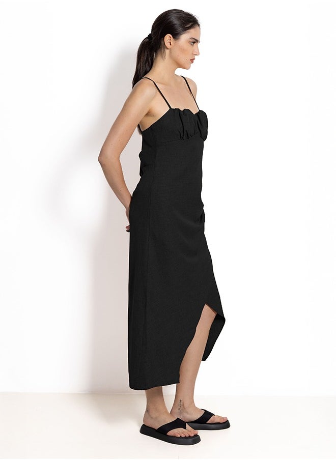 DETAILED LINEN BLEND DRESS