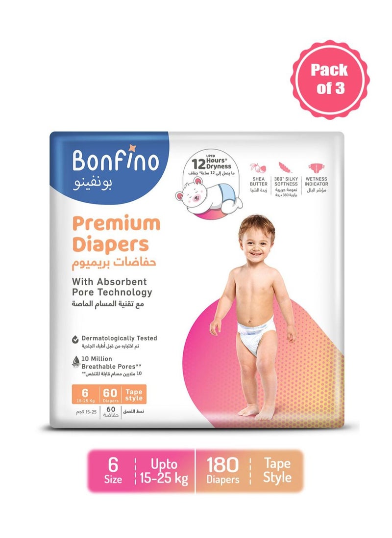 Bonfino Bubble care premium Tape Style Diaper Double Extra Large - 180 Pieces