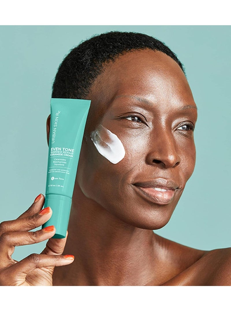 Urban Skin Rx Even Tone Barrier Repair Cream | Daily Facial Hydrator with Ceramides, Niacinamide, Squalane | 1.7 Fl Oz