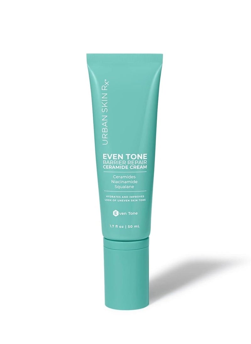 Urban Skin Rx Even Tone Barrier Repair Cream | Daily Facial Hydrator with Ceramides, Niacinamide, Squalane | 1.7 Fl Oz