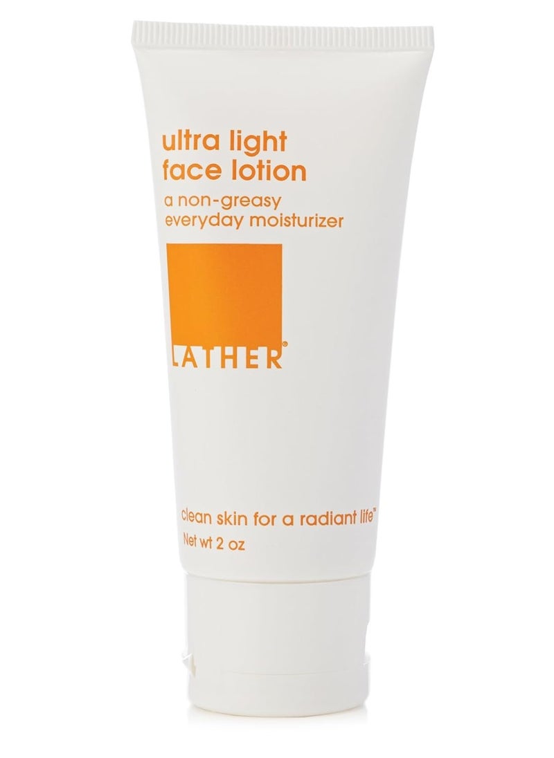 LATHER Ultra Light Face Lotion - Hydrating Moisturizer for All Skin Types - Fast Absorbing & Non Greasy Formula for All Skin Types - 2 Fl Oz