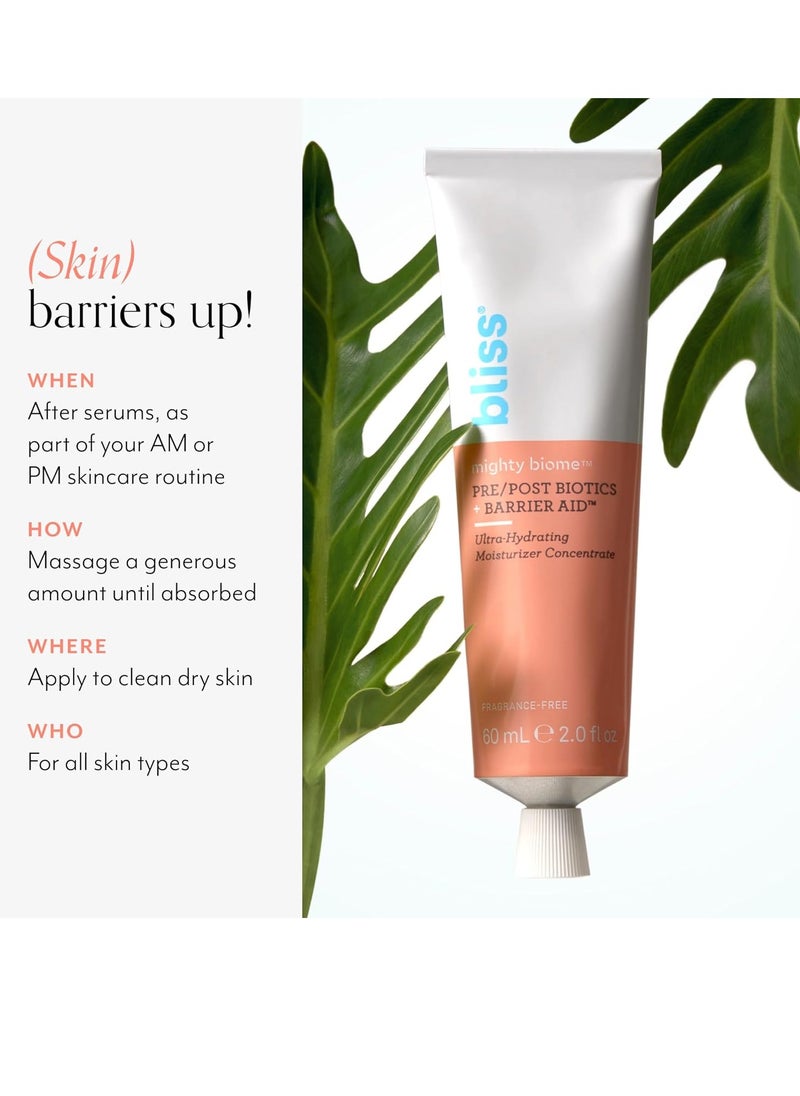 Bliss Mighty Biome Probiotic Nourishing Moisturizer | Ultra-Hydrating with Squalane & Coconut Oil | Strengthens Skin Barrier | 2 oz