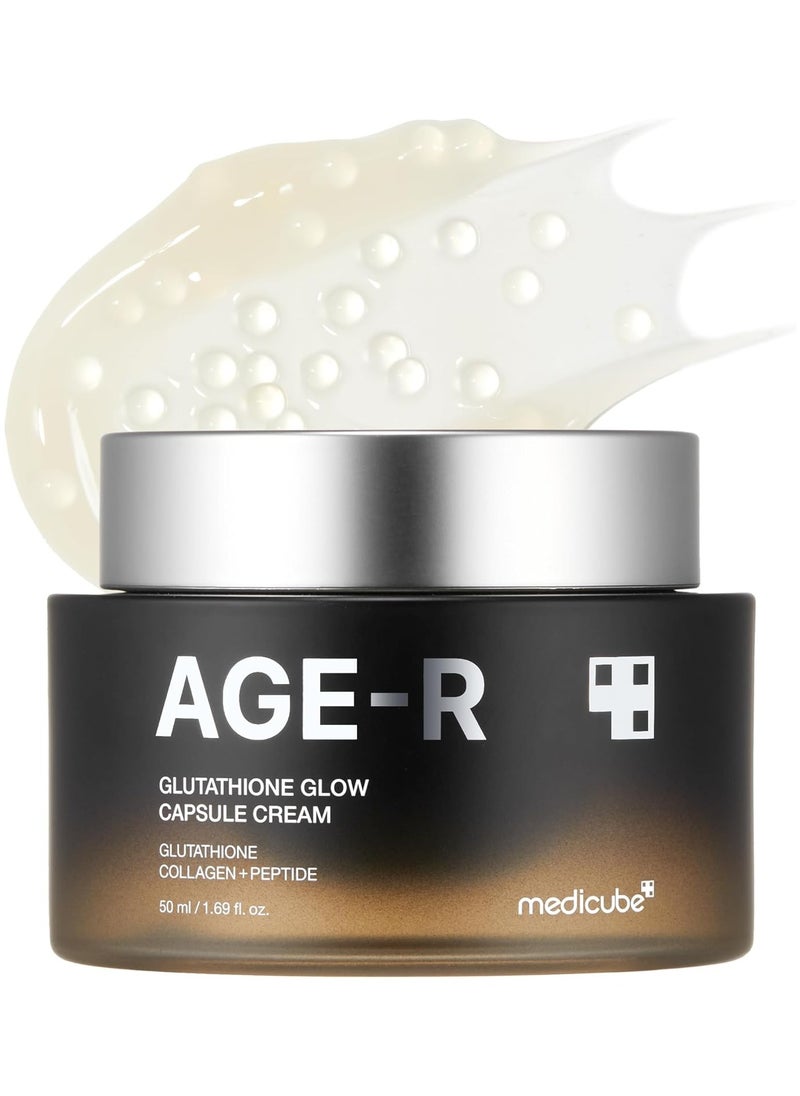 medicube AGE-R Glutathione Glow Capsule Facial Cream - Instant Lifting Moisturizer - Collagen Peptide For Hydrating Glow - Improve Blemishes, Uneven Skin Tone - Korean Skin Care 1.69 fl.oz