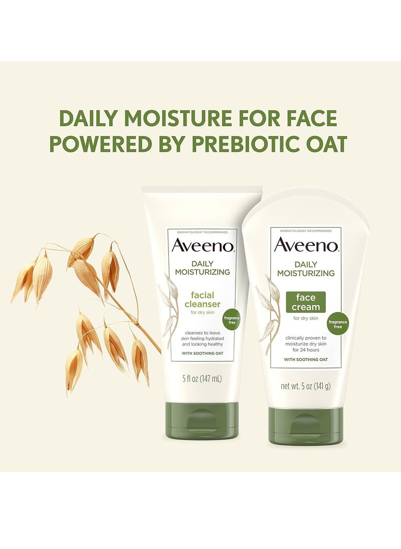 Aveeno Daily Moisturizing Fragrance-Free Face & Neck Cream, Oat Facial Moisturizer for Dry Skin, 5 oz, & Aveeno Daily Moisturizing Body Lotion with Soothing Oat, 2.5 oz (2 Item, Product Bundle)