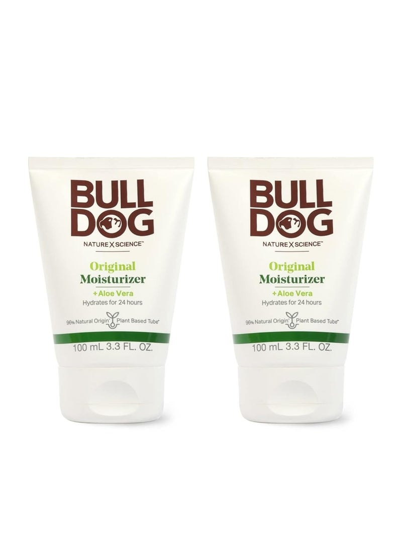 Bulldog Mens Skincare and Grooming Original Facial Moisturizer, 3.3 Fluid Ounce - Pack of 2