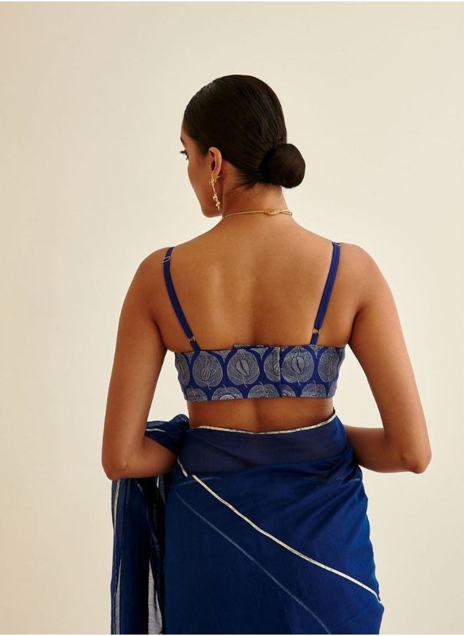 Banarasi paan Zari Blouse-Imperial Blue