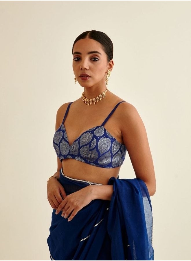 Banarasi paan Zari Blouse-Imperial Blue