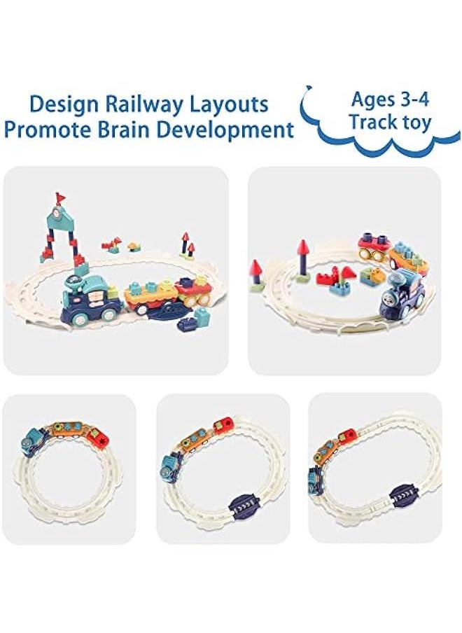 Toddler Musical Train Set Toys, Kids First Electric Railway Tracks Playset, Baby Choo Choo Train W/Learning Blocks, Birthday Gifts for 12 18 Month 1 2 3 4 Year Old Boy Girl Infant Child