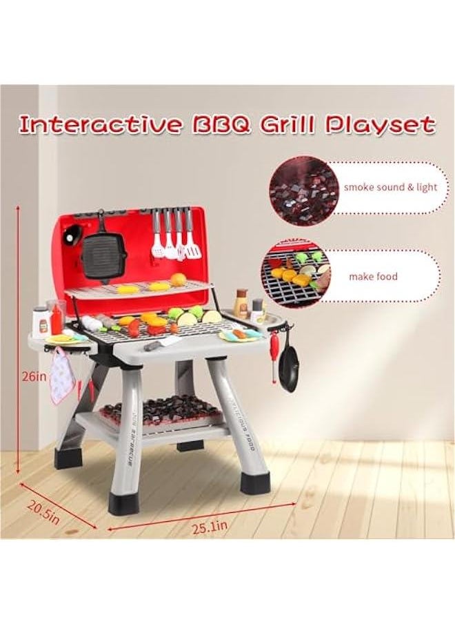 Play Kitchen - Kids Kitchen Playset with Play Food, Kitchen Toys Grill with Simulated  Sound & Light, 41Pcs Pretend Play Toys Kitchen Set Outdoor Toys for Toddler 3-5