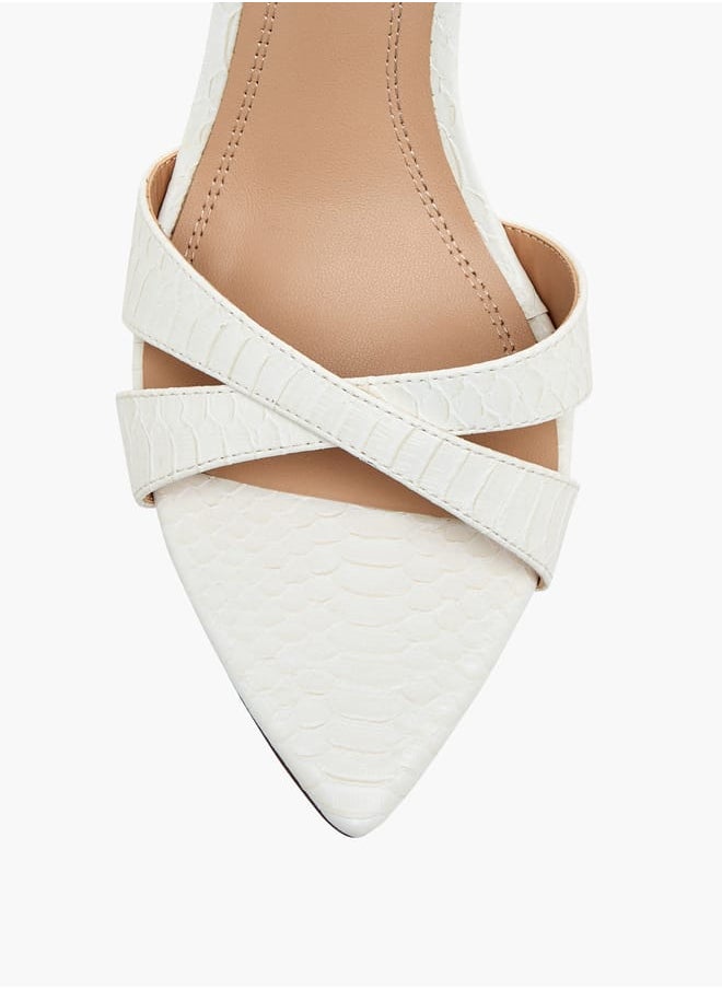 Women's Animal Textured Cross Strap Sandals with Buckle Closure and Stiletto Heels