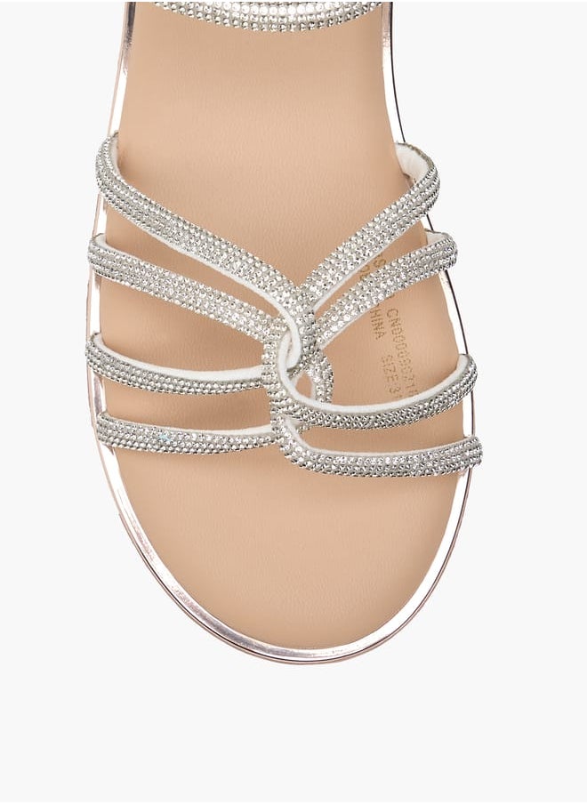 Girl's Embellished Sandals with Hook and Loop Closure