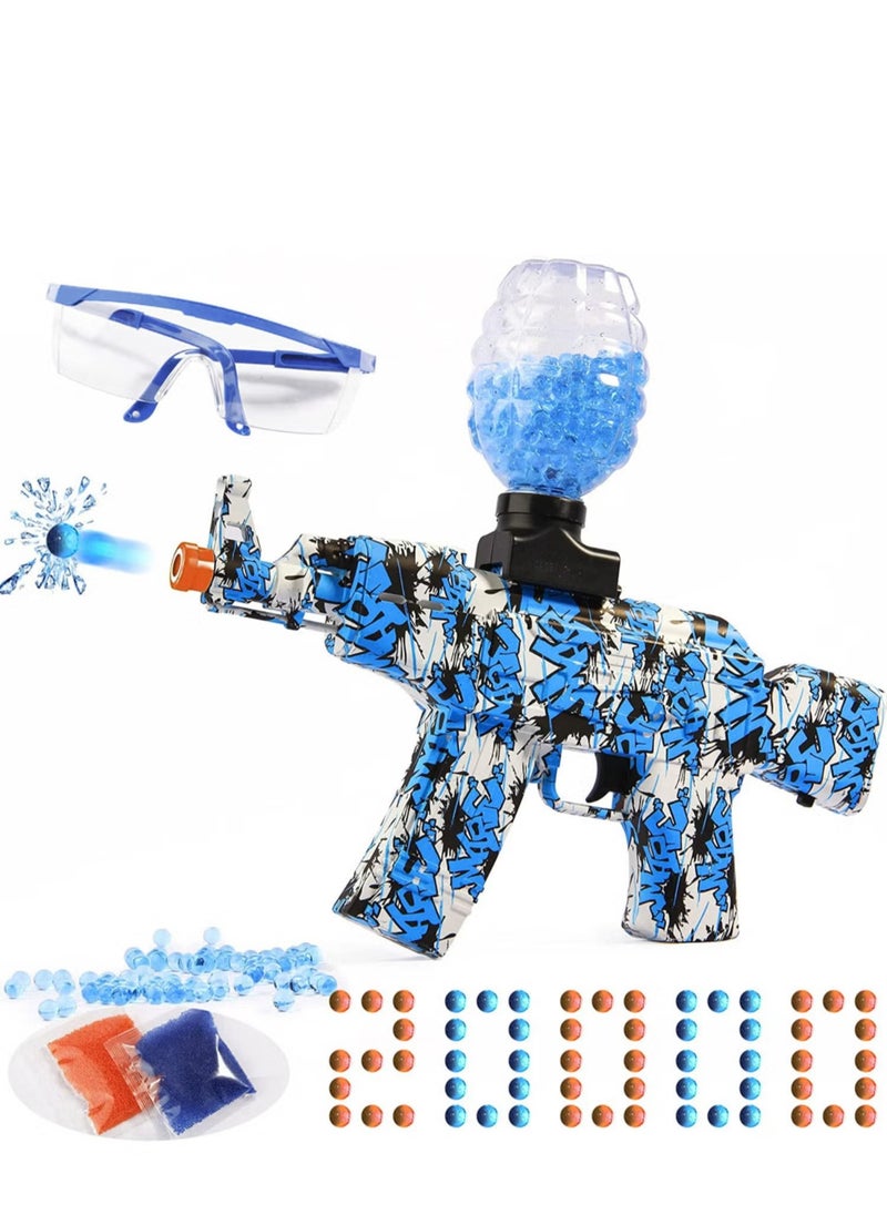 Electric Gel Ball Blaster AK-47 | Splatter Ball Blaster with 20,000+ Gel Drops & Goggles | Perfect for Outdoor Yard Events & Shooting Games