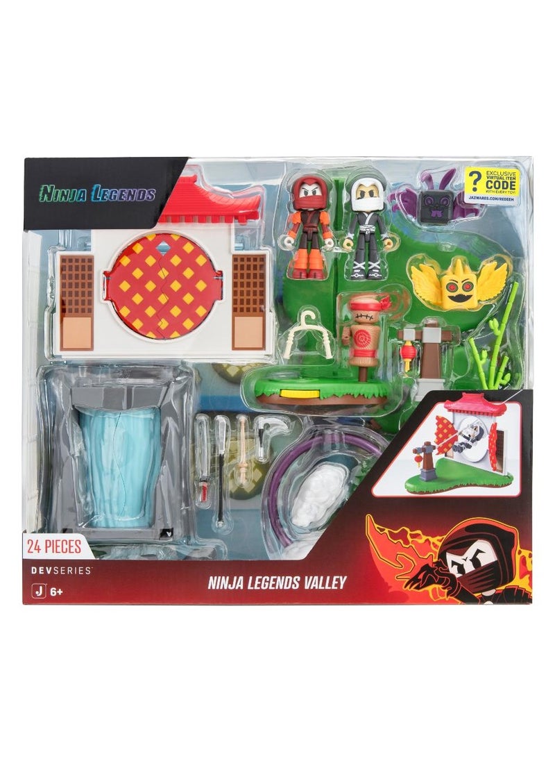 Dev Series Ninja Legends Valley | Interactive Playset | Collectible Figures | Exclusive Virtual Item Code Included | Perfect Gift for Gamers, Collectors and Kids
