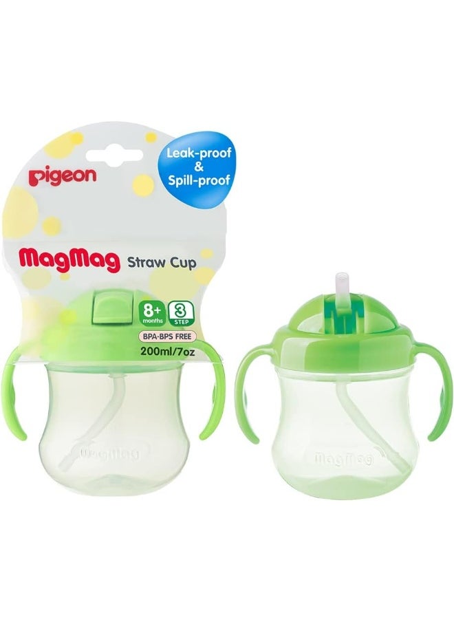 Magmag Straw Cup Step 3, Leak-Proof, Spill-Proof, Bpa Free, Green