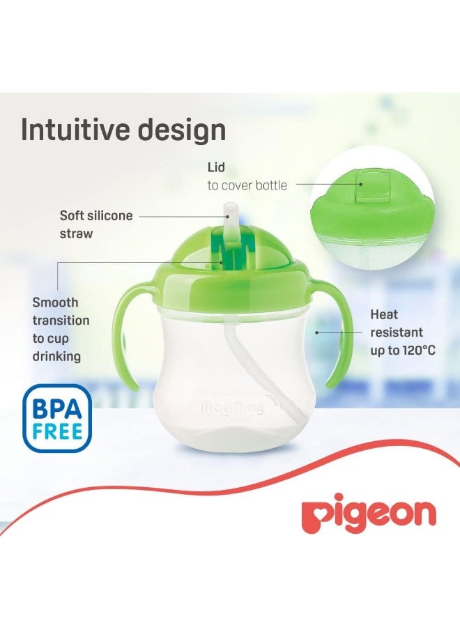 Magmag Straw Cup Step 3, Leak-Proof, Spill-Proof, Bpa Free, Green
