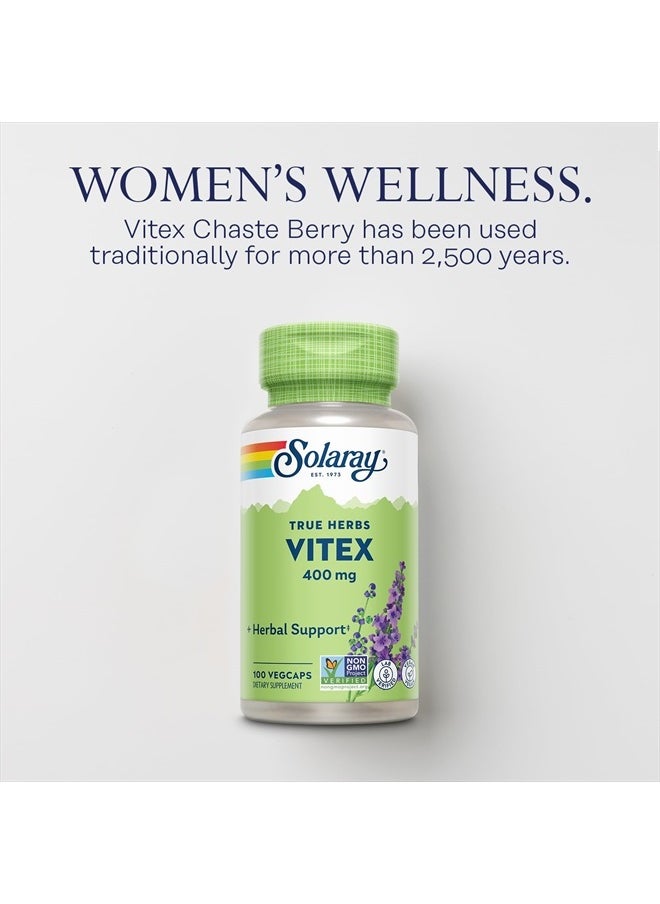 Solaray Vitex Berry 400mg | Womens Healthy Hormone Balance Formula | Menstruation & Menopause Support, 100ct