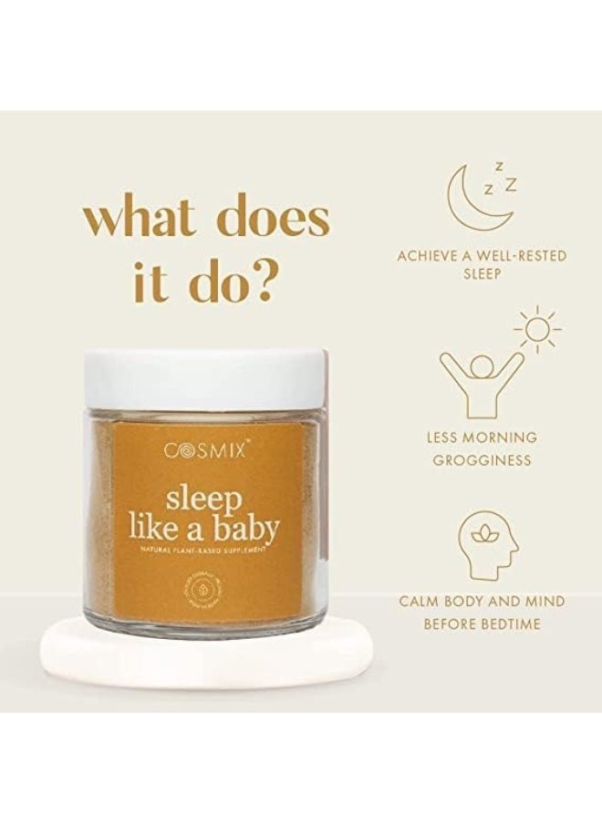 COSMIX - Sleep Like A Baby | For Restorative Sleep | Supports Deep Sleep & Relaxation | Turmeric Latte Blend with Chamomile & Jatamanshi | 120g (80 servings) | No Preservatives, No Added Sugar | Vegan