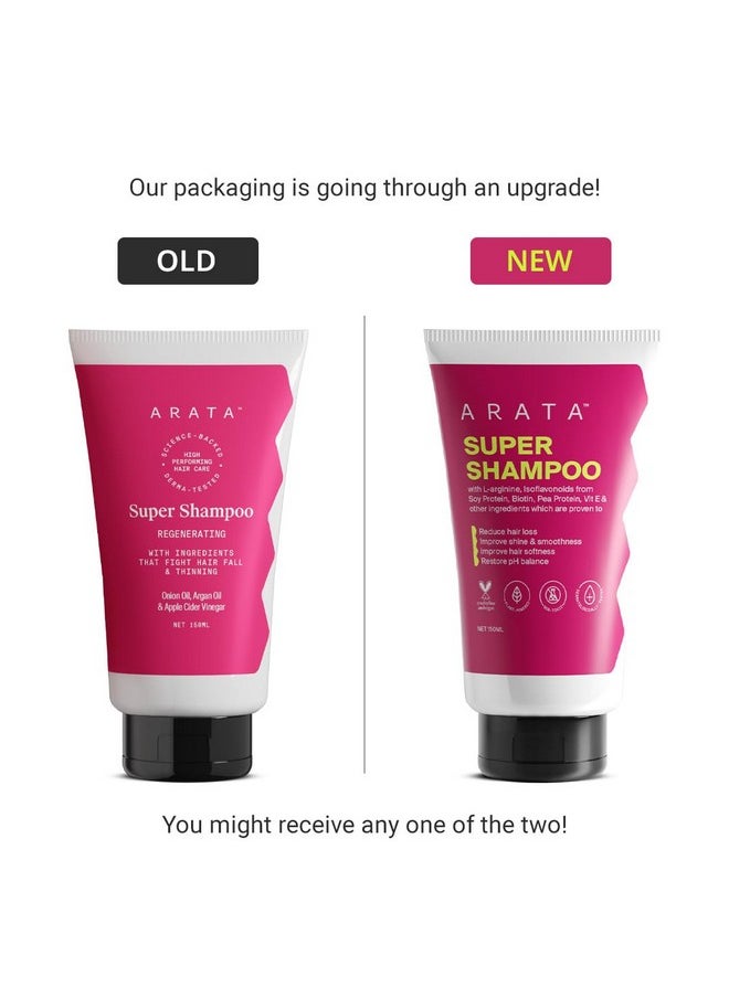 Arata 6-in-1 Super Shampoo | Prevents Hair loss | Restores pH Balance | Boosts Hair Thickness | Reduces Breakage | Fights Microbial Infections | Adds Shine | Shampoo For Women & Men | 150 ml