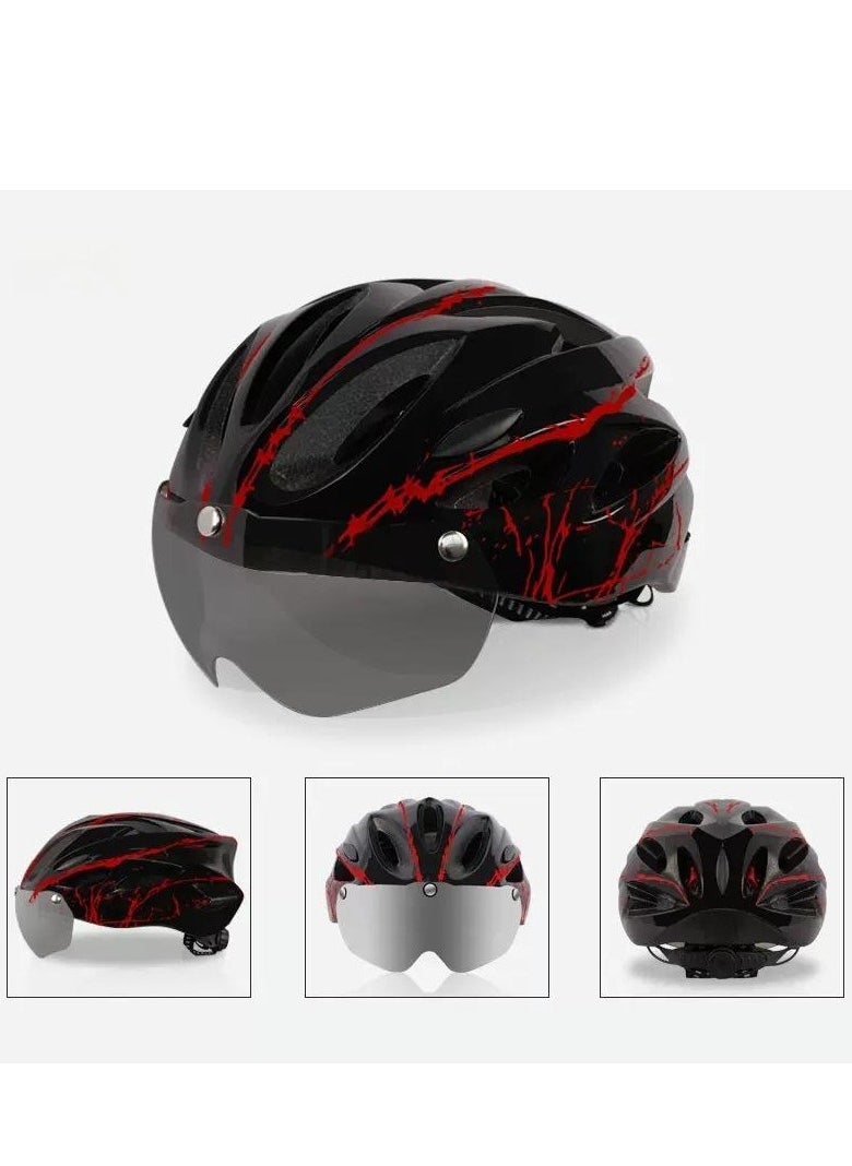 Adult rider bicycle sports crash helmet, bicycle helmet with goggles, motorcycle helmet, riding helmet